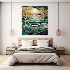 EIGHT Abstract Landscapes Teal and Champagne Wall Decor Instant Digital Download Affordable Printable Wall Artwork Large Home Art
