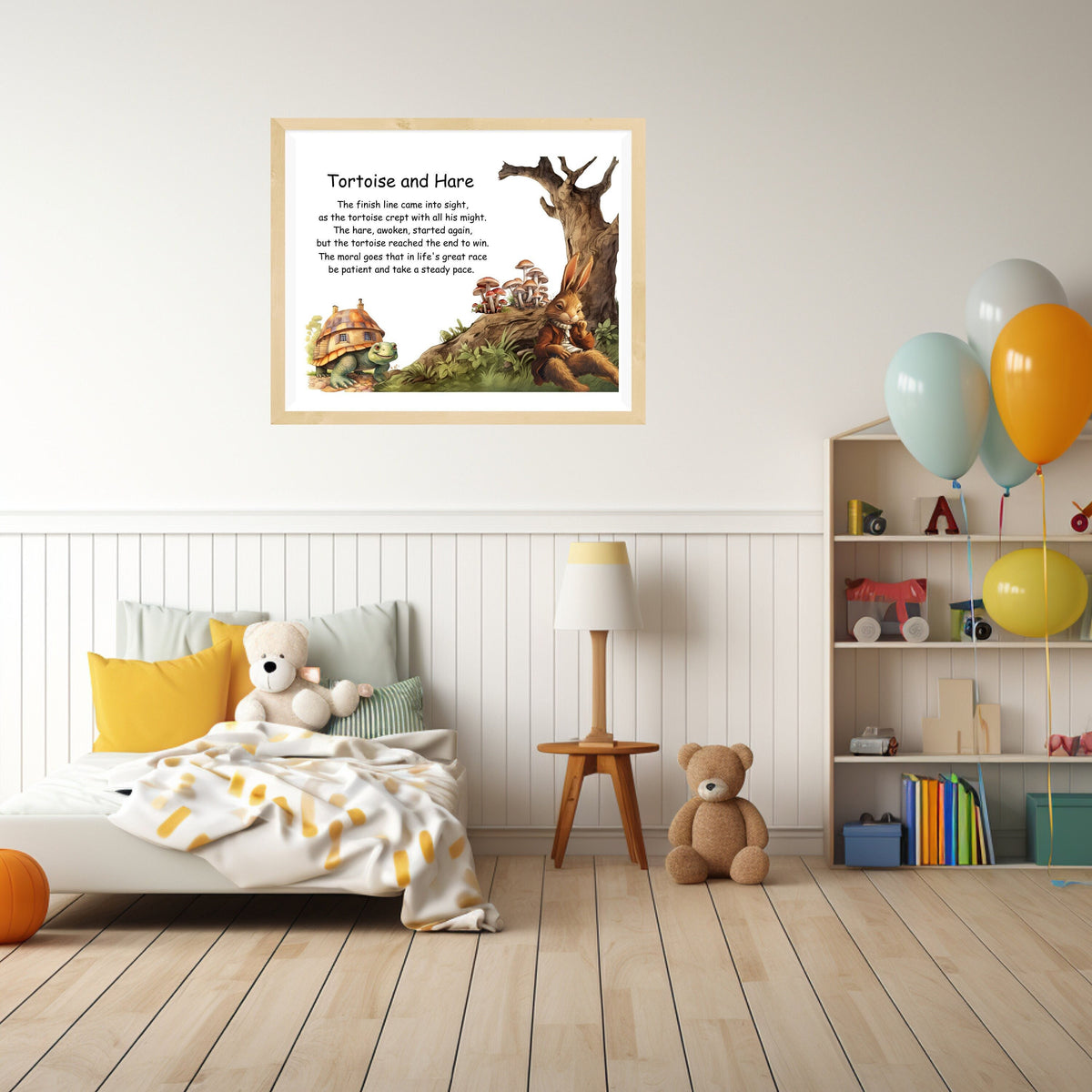 Child's Bedroom Graphic Tortoise and Hare Moral Rhyme