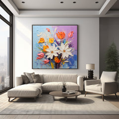 FOUR Coloured Floral Abstract Wall Art Instant Printable Digital Download Over The Bed Art Living Dining Room Artwork Affordable Square Art