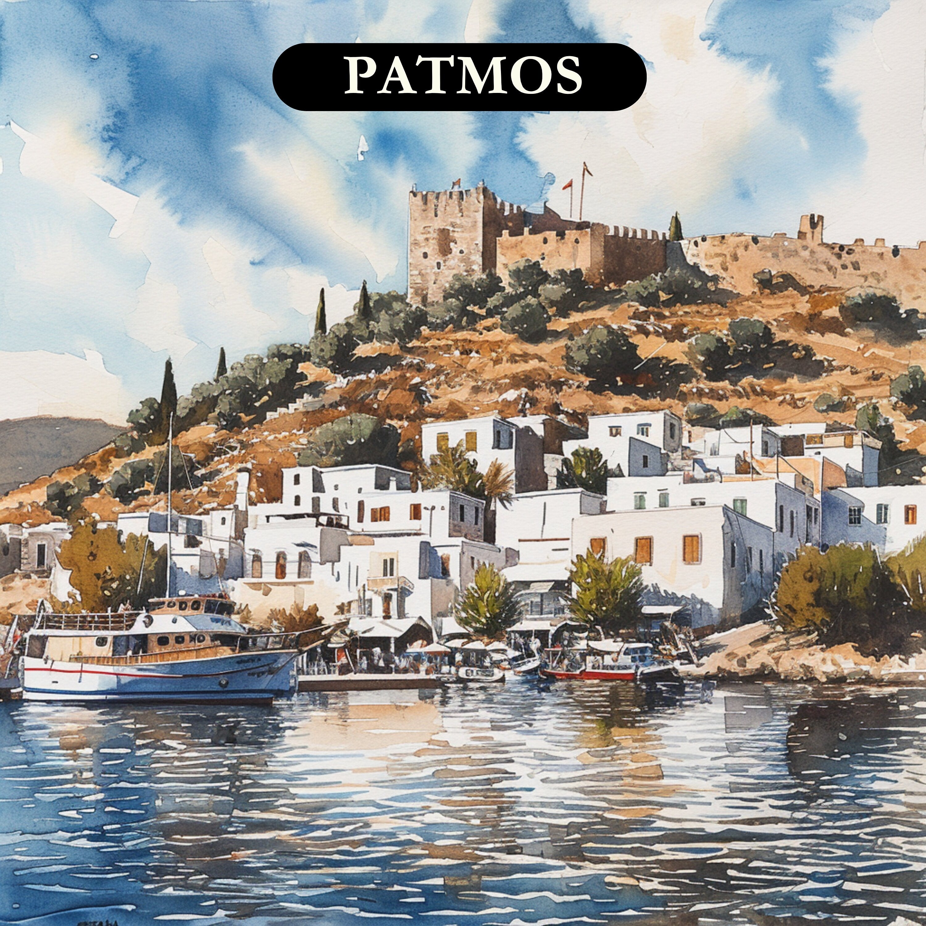 Watercolour TWENTY Greek Islands 160 digital images Wall Decor Printable Affordable Downloadable Artwork Home Decor Living Room Bedroom Art