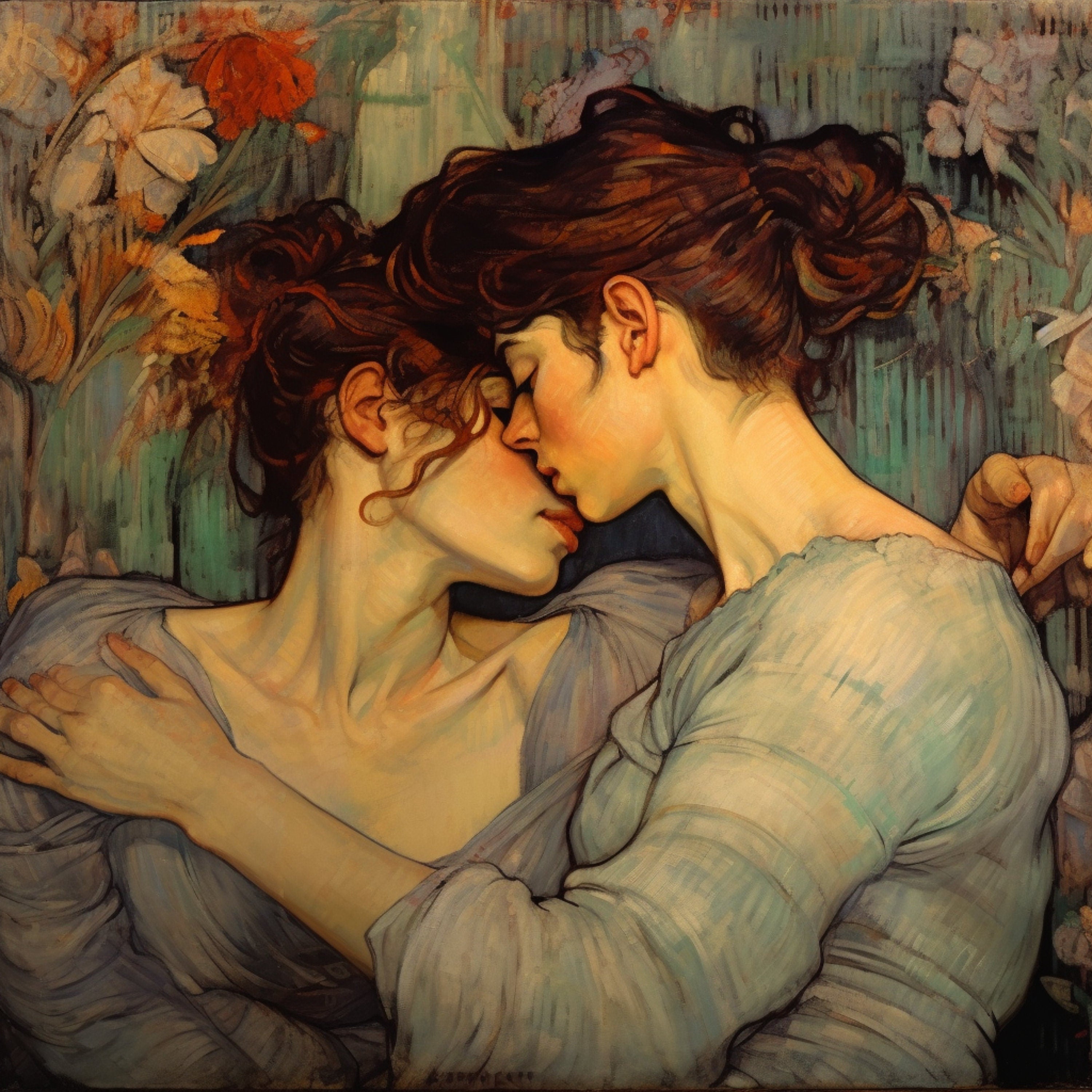 SIX prints Victorian Female Love Wall Art Valentine's Valentin Home Decor Instant Printable Digital Download Expressionist Impressionist