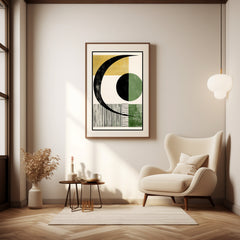 FOUR Abstract Geometric Wall Art Print, Modern Home Decor, Minimalistic Black Green Artwork, Large Poster, Digital Download