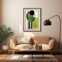FOUR Abstract Geometric Wall Art Print, Modern Home Decor, Minimalistic Black Green Artwork, Large Poster, Digital Download