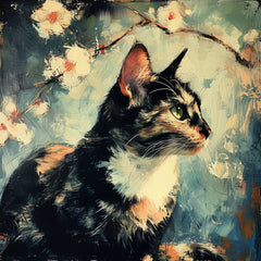 SEVEN Cat Cherry Blossom Digital Prints Instant Printable Digital Download Wall Art Home Decor For Cat Lover Living Room Art Bedroom Artwork