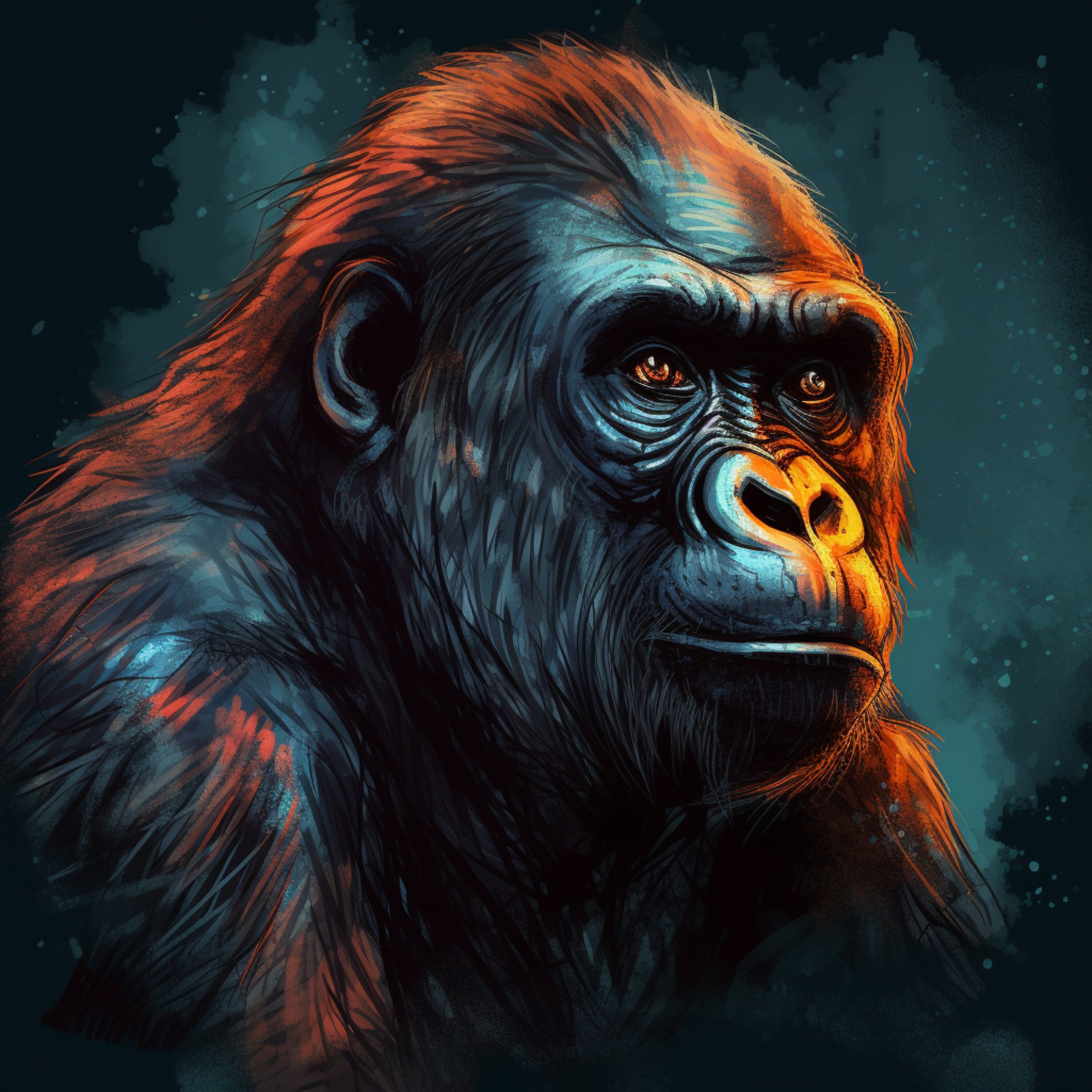 TWENTY Gorilla Digital Prints, Mother And Child Gorilla, Majestic Male Gorilla, Realistic Animal Painting Jungle Theme Wildlife Illustration