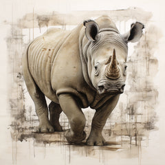 NINE Abstract Rhino Artwork, Digital Print, Modern Safari Wall Decor, Large Animal Print, Urban Wildlife Home Decoration, Home Decor