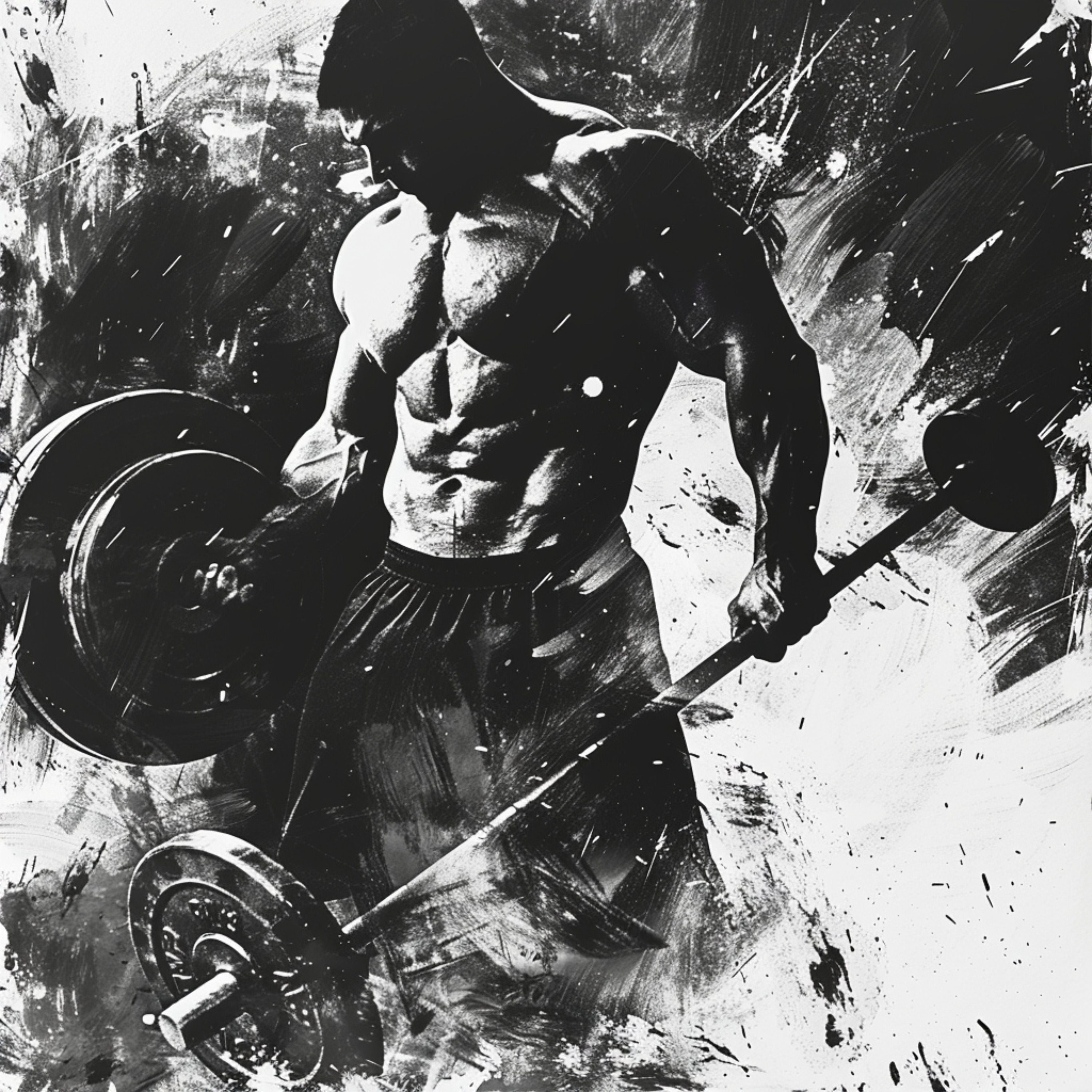 NINE Fitness Wall Art, Digital Download, Muscular Man Lifting Weights, Monochrome Gym Decor, Inspirational Workout Artwork, For Gym Lover