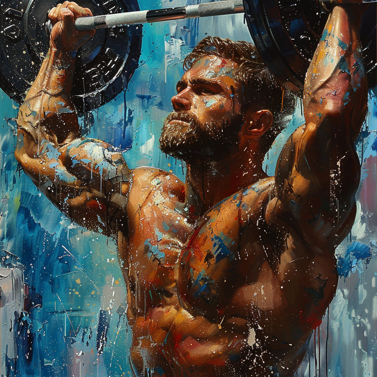 TEN Male Weightlifter Digital Prints Athlete Artwork Fitness Wall Art Gym Decor Muscular Man Lifting Workout Inspiration Modern Canvas Print