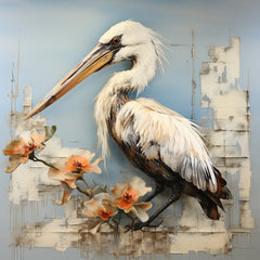15 Pelican and White Roses Canvas Prints Elegant Bird Wall Art, Nature-Inspired Home Decor Set of Fifteen Canvases Gift Idea for Bird Lovers