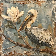 15 Pelican and White Roses Canvas Prints Elegant Bird Wall Art, Nature-Inspired Home Decor Set of Fifteen Canvases Gift Idea for Bird Lovers