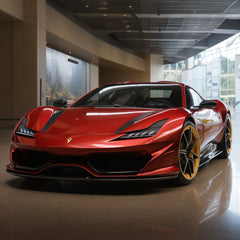 EIGHT Sports Car Canvas Art Digital Modern Abstract Ferrari Painting, Large Wall Decor Office Artwork Luxurious Automobile Print Red Vehicle
