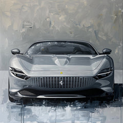 EIGHT Sports Car Canvas Art Digital Modern Abstract Ferrari Painting, Large Wall Decor Office Artwork Luxurious Automobile Print Red Vehicle
