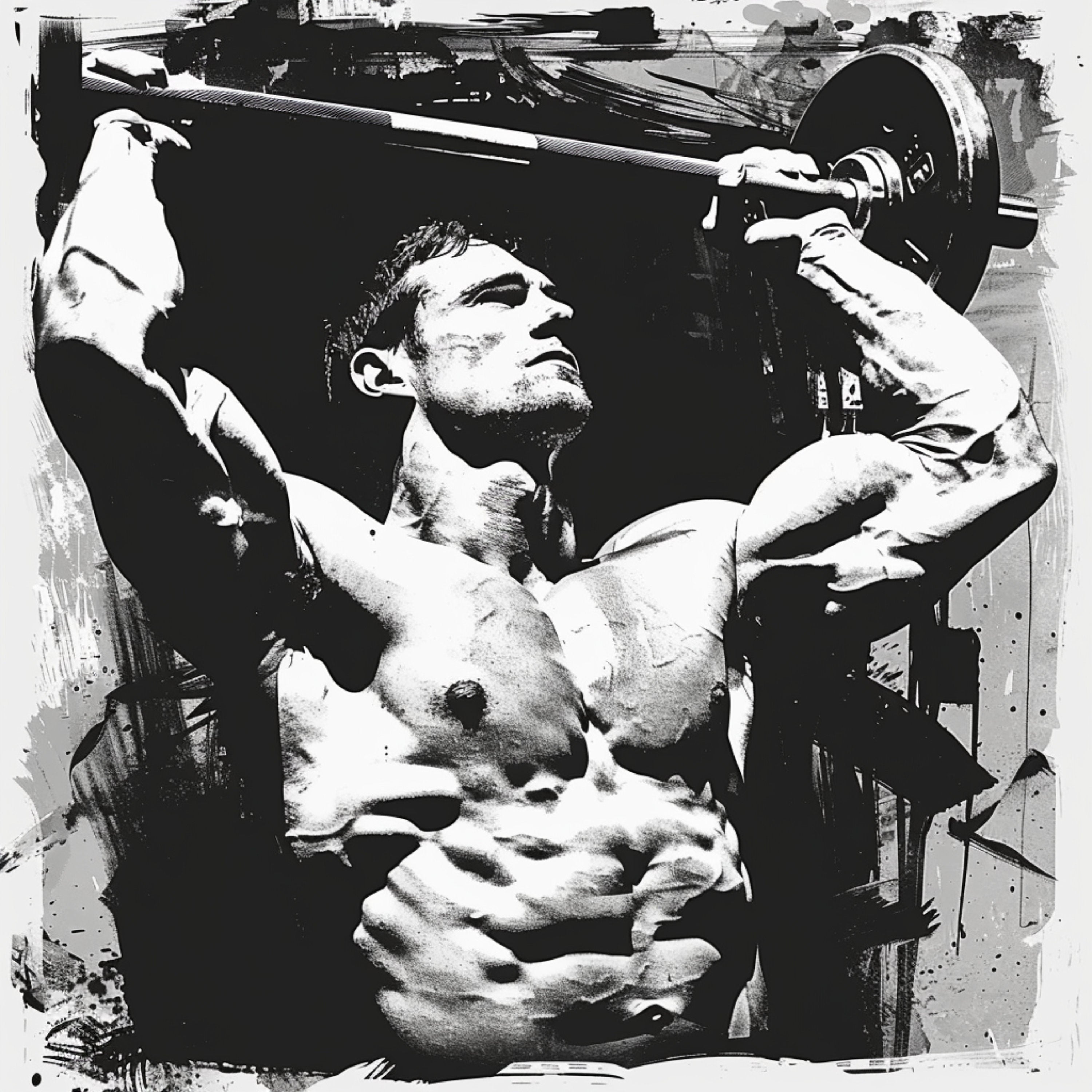 NINE Fitness Wall Art, Digital Download, Muscular Man Lifting Weights, Monochrome Gym Decor, Inspirational Workout Artwork, For Gym Lover