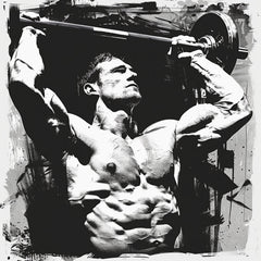 NINE Fitness Wall Art, Digital Download, Muscular Man Lifting Weights, Monochrome Gym Decor, Inspirational Workout Artwork, For Gym Lover