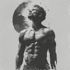 NINE Fitness Wall Art, Digital Download, Muscular Man Lifting Weights, Monochrome Gym Decor, Inspirational Workout Artwork, For Gym Lover