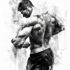 NINE Fitness Wall Art, Digital Download, Muscular Man Lifting Weights, Monochrome Gym Decor, Inspirational Workout Artwork, For Gym Lover