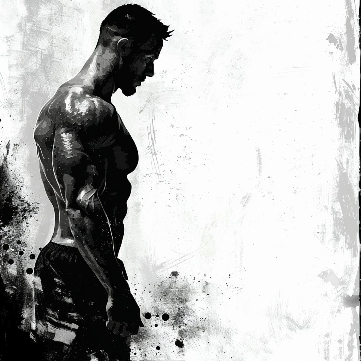NINE Fitness Wall Art, Digital Download, Muscular Man Lifting Weights, Monochrome Gym Decor, Inspirational Workout Artwork, For Gym Lover