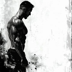NINE Fitness Wall Art, Digital Download, Muscular Man Lifting Weights, Monochrome Gym Decor, Inspirational Workout Artwork, For Gym Lover