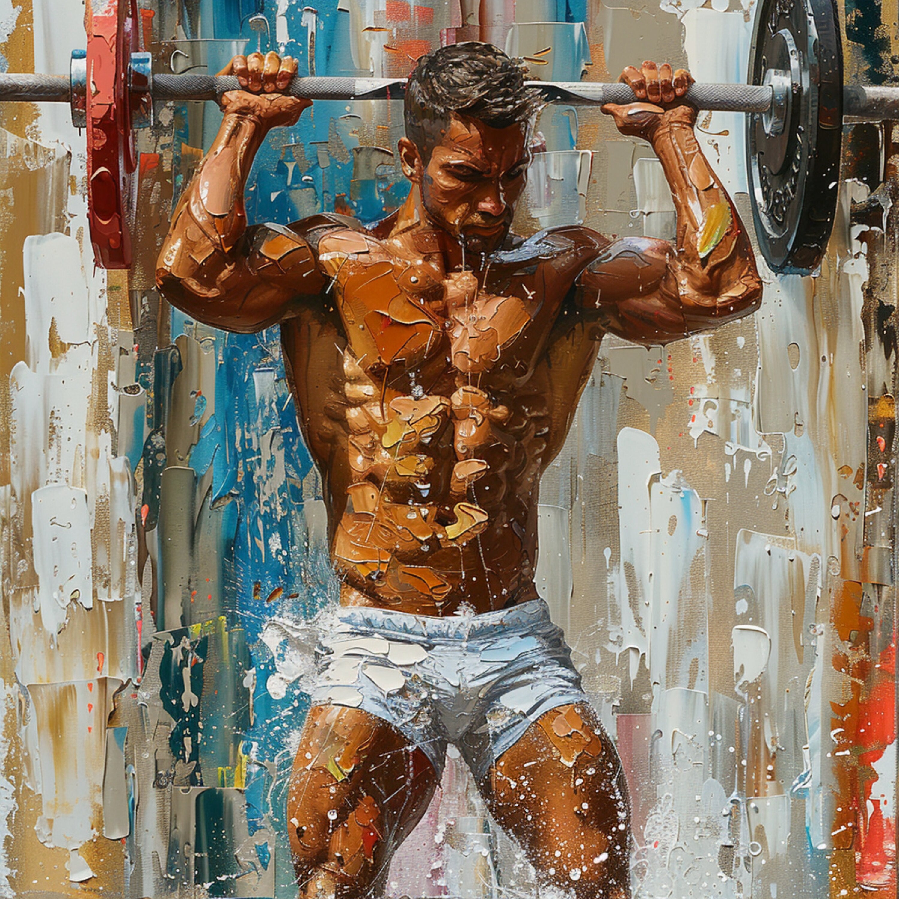 TEN Male Weightlifter Digital Prints Athlete Artwork Fitness Wall Art Gym Decor Muscular Man Lifting Workout Inspiration Modern Canvas Print
