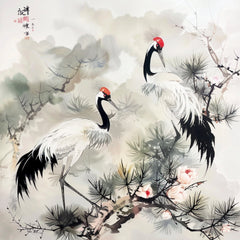 FOURTEEN Crane Digital Art Prints, Instant Download, Nature Inspired Wall Art, Exquisite Bird Painting, Blossom, Home Decor, Overthebed Art.
