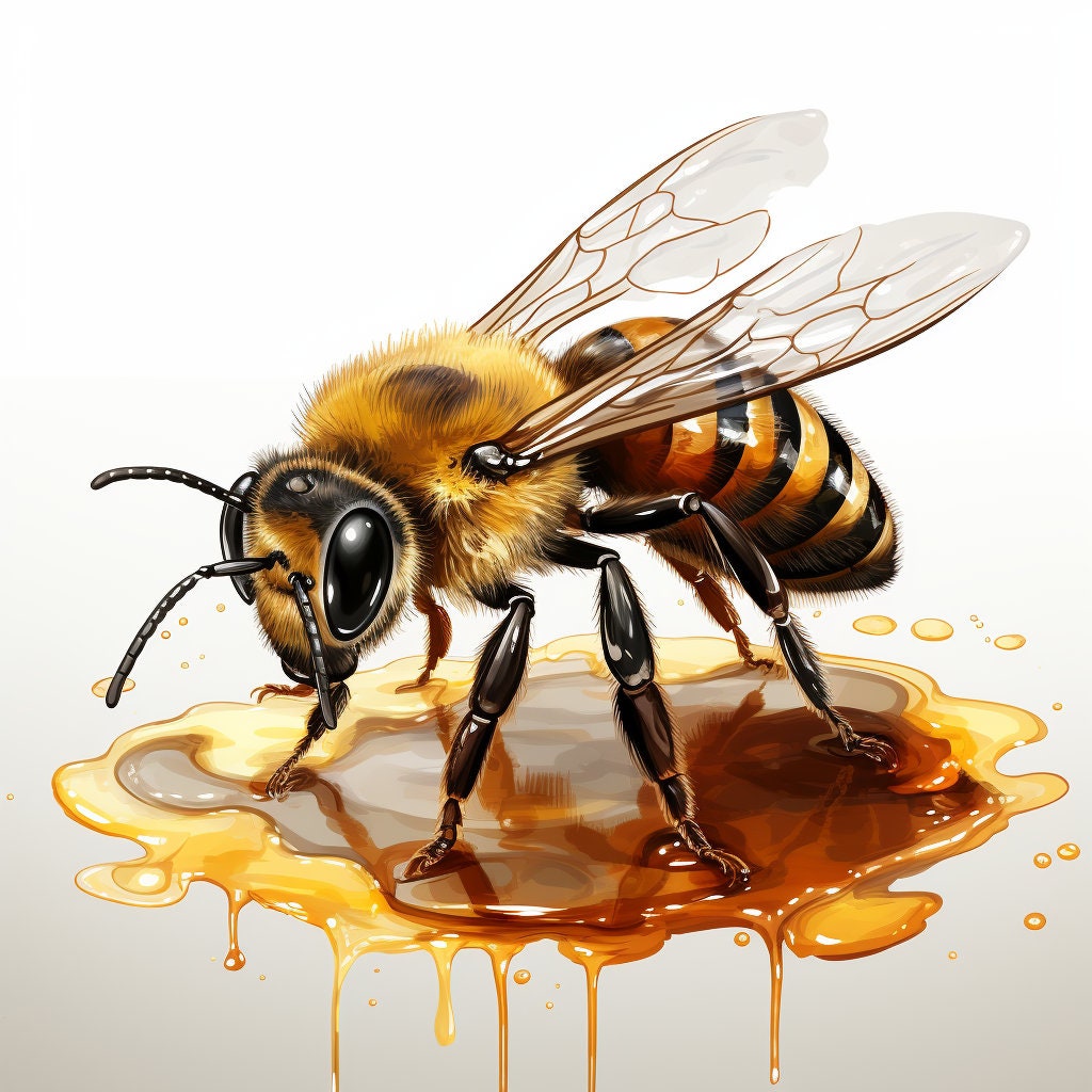 NINE Detailed Honey Bee Digital Art Print, Realistic Insect Illustration, Nature-Inspired Wall Decor, Perfect for Kitchen or Living Room