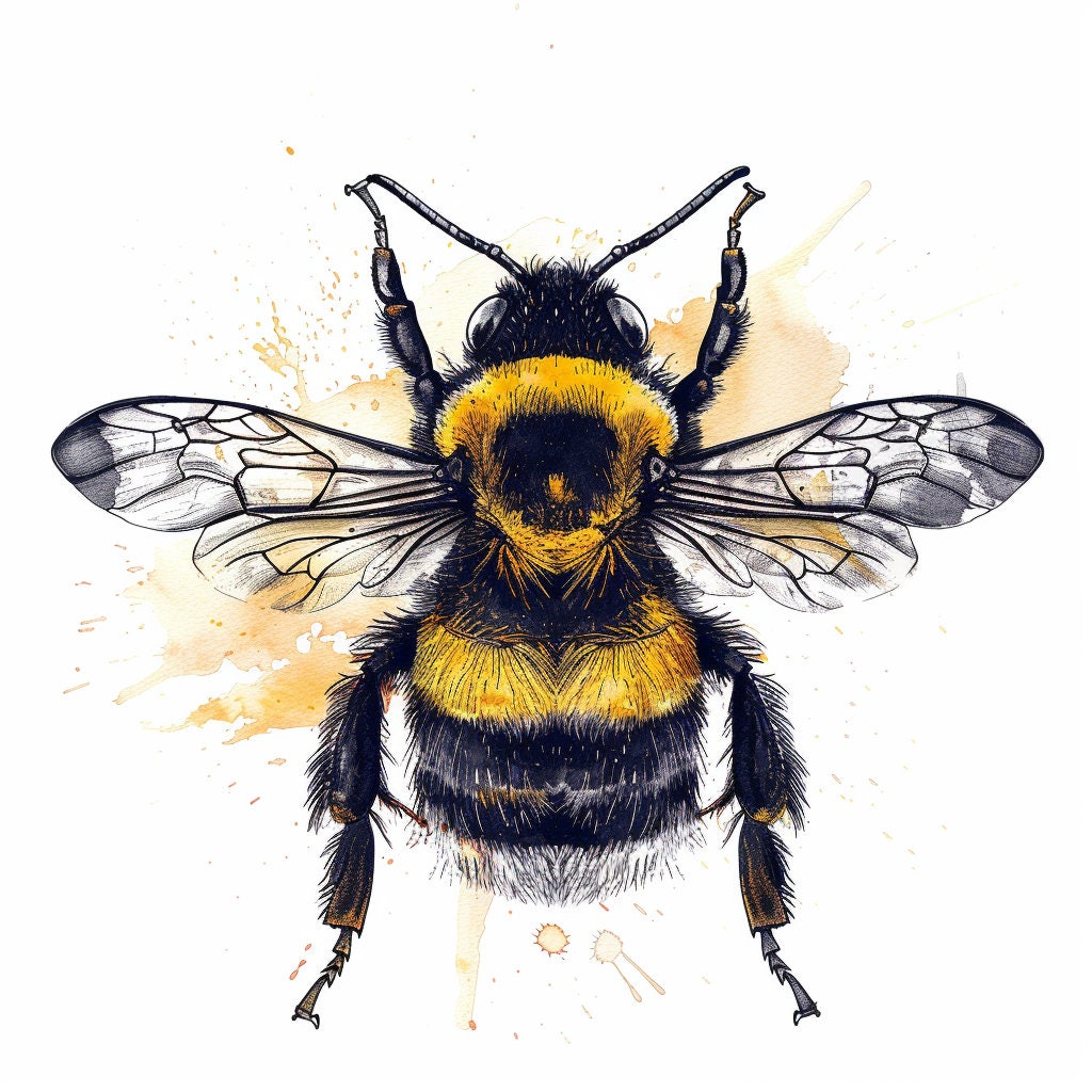 NINE Detailed Honey Bee Digital Art Print, Realistic Insect Illustration, Nature-Inspired Wall Decor, Perfect for Kitchen or Living Room