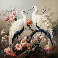 FOURTEEN Crane Digital Art Prints, Instant Download, Nature Inspired Wall Art, Exquisite Bird Painting, Blossom, Home Decor, Overthebed Art.