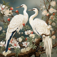 FOURTEEN Crane Digital Art Prints, Instant Download, Nature Inspired Wall Art, Exquisite Bird Painting, Blossom, Home Decor, Overthebed Art.