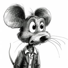 TWELVE Vintage Style Baseball Mouse Illustration, Black and White Sports Wall Art, Cute Animal Drawing, Retro Mice Sketches, Comical Rodent