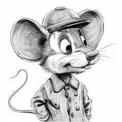 TWELVE Vintage Style Baseball Mouse Illustration, Black and White Sports Wall Art, Cute Animal Drawing, Retro Mice Sketches, Comical Rodent