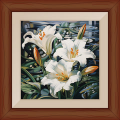 FOURTEEN Elegant White Lilies Wall Art, Floral Home Decor Poster, Large Botanical Canvas Print, Living Room Decor, Nature Inspired Artwork,