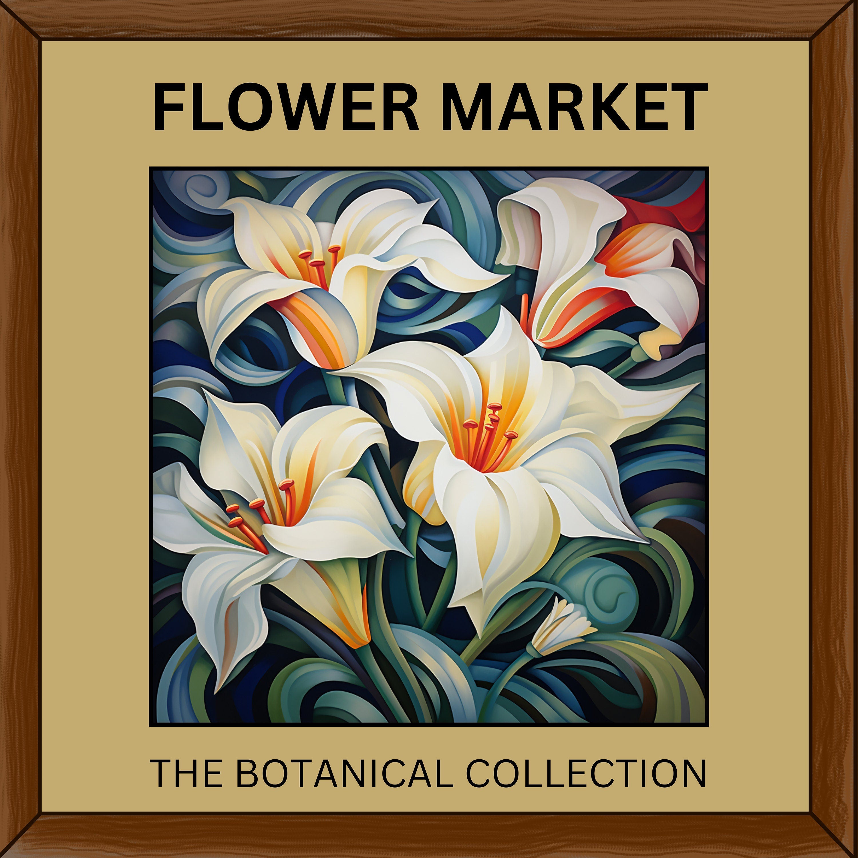 FOURTEEN Elegant White Lilies Wall Art, Floral Home Decor Poster, Large Botanical Canvas Print, Living Room Decor, Nature Inspired Artwork,
