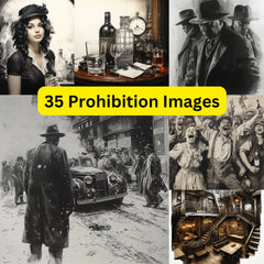 Vintage Style Prohibition Era Prints Set Of THIRTY FIVE Posters, Roaring 20s Decorative Wall Art Collection, Historical Nostalgia, Speakeasy