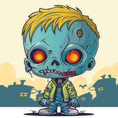 8 Chibi Children Zombie Wall Art, Set Of Eight Digital Images, Kids Room Decor, Halloween Cute Zombie Posters, Spooky Halloween Art For Kids