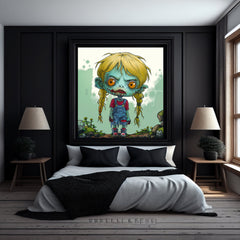 8 Chibi Children Zombie Wall Art, Set Of Eight Digital Images, Kids Room Decor, Halloween Cute Zombie Posters, Spooky Halloween Art For Kids