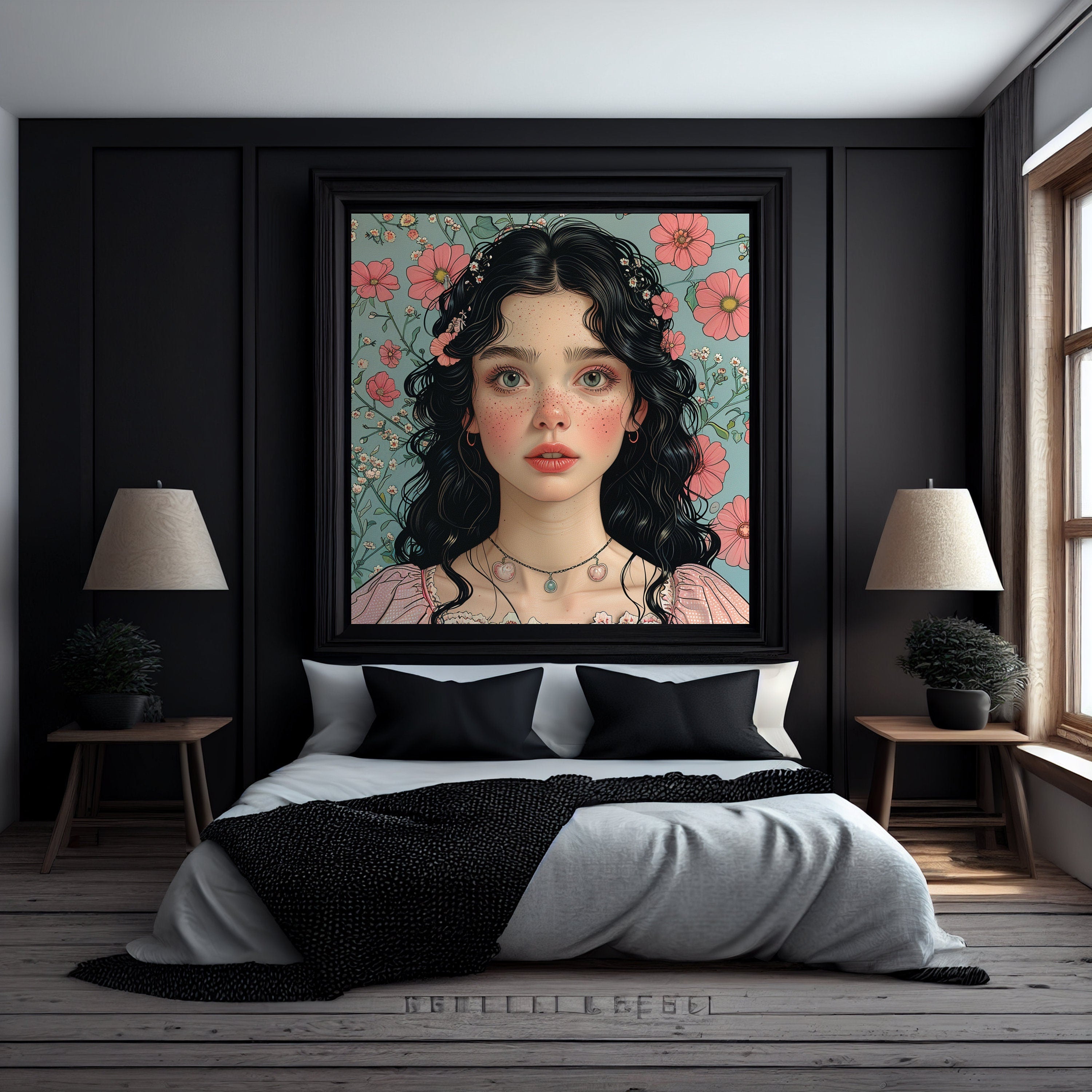 Set of 10 Digital Images, Pastel Nouveaux Female Portraits, Artistic Female Illustrations, Home Decor Art Prints, Instant Download, Large