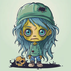 8 Chibi Children Zombie Wall Art, Set Of Eight Digital Images, Kids Room Decor, Halloween Cute Zombie Posters, Spooky Halloween Art For Kids