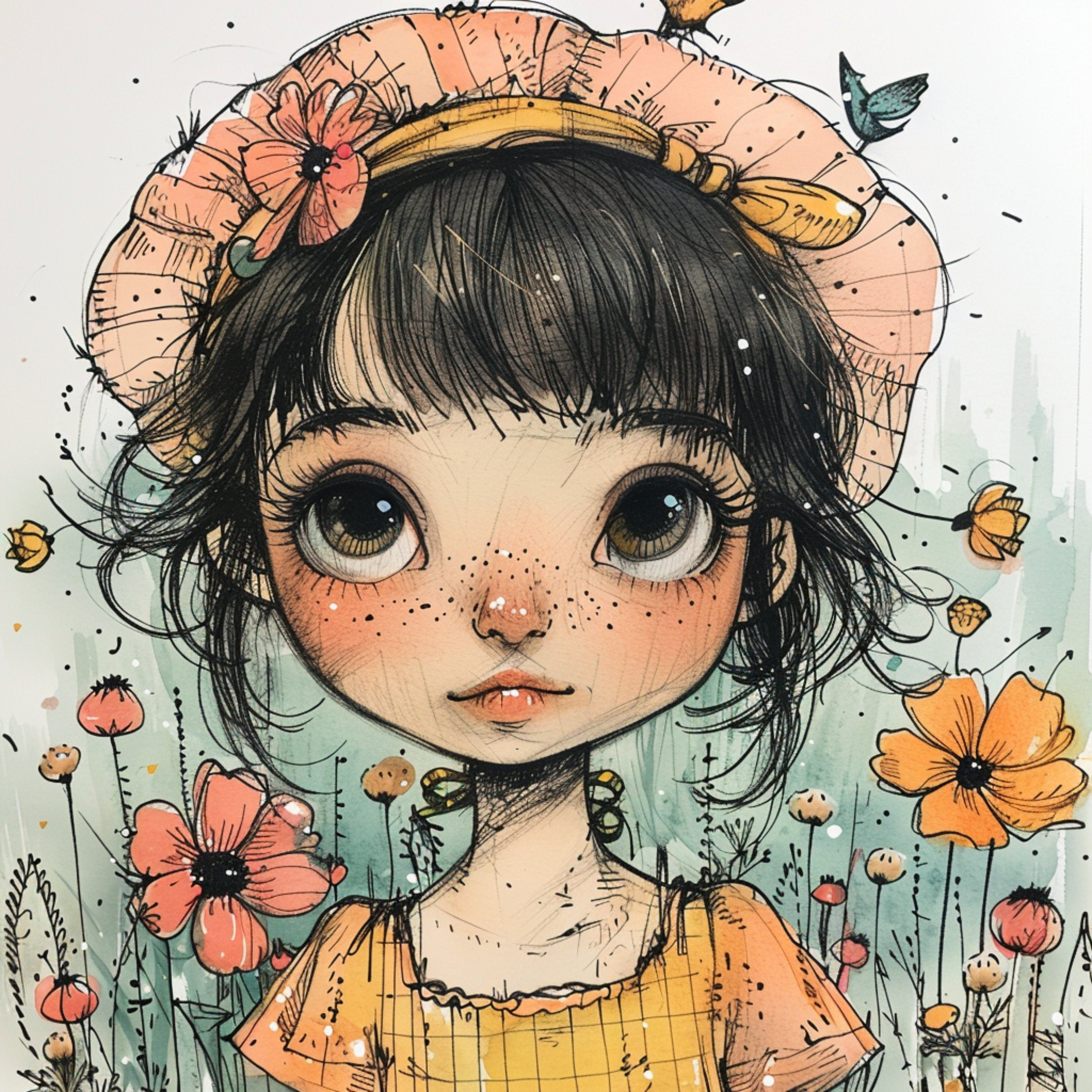11 Whimsical Pastel Sketch Children's Illustrations, Digital Images, Eleven Beautiful Art Prints, Cute Fantasy Castle, Kids Room Decor.