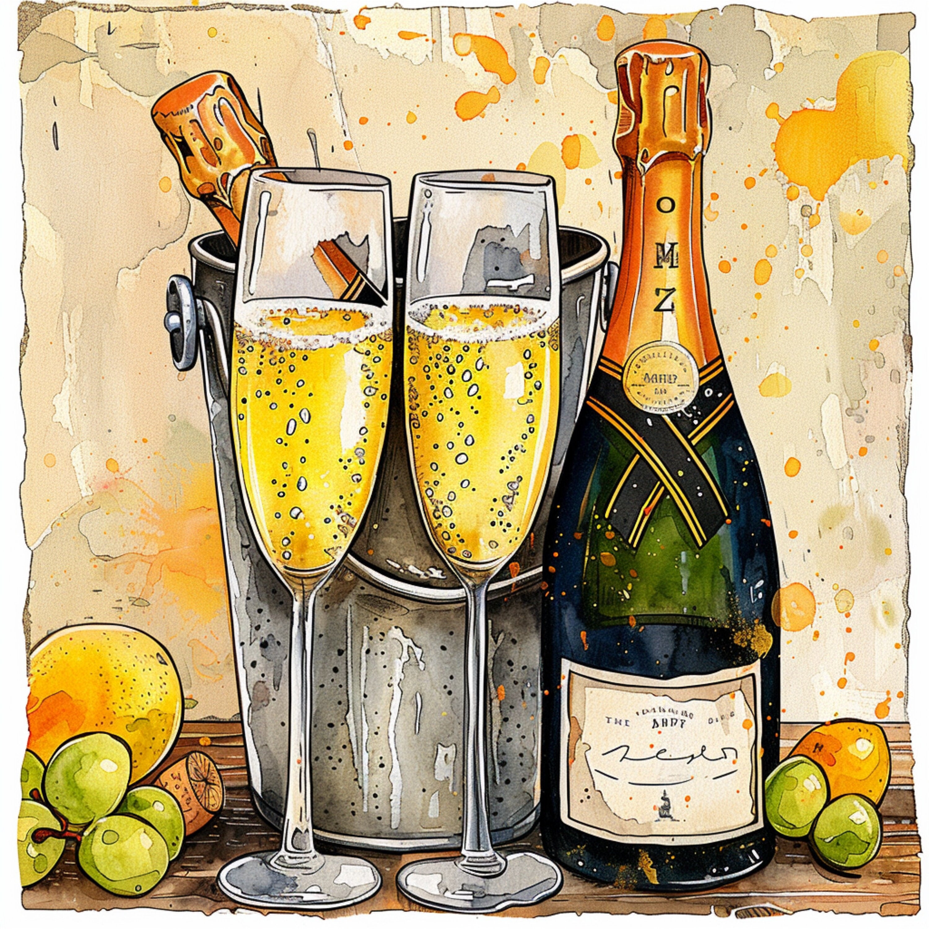 10 Boho Celebration Champagne Toast Digital Images, Large Artwork Poster, Wall Art Decor, Modern Bohemian Style, Instant Download, Poster - TheBestTherapyIsArt