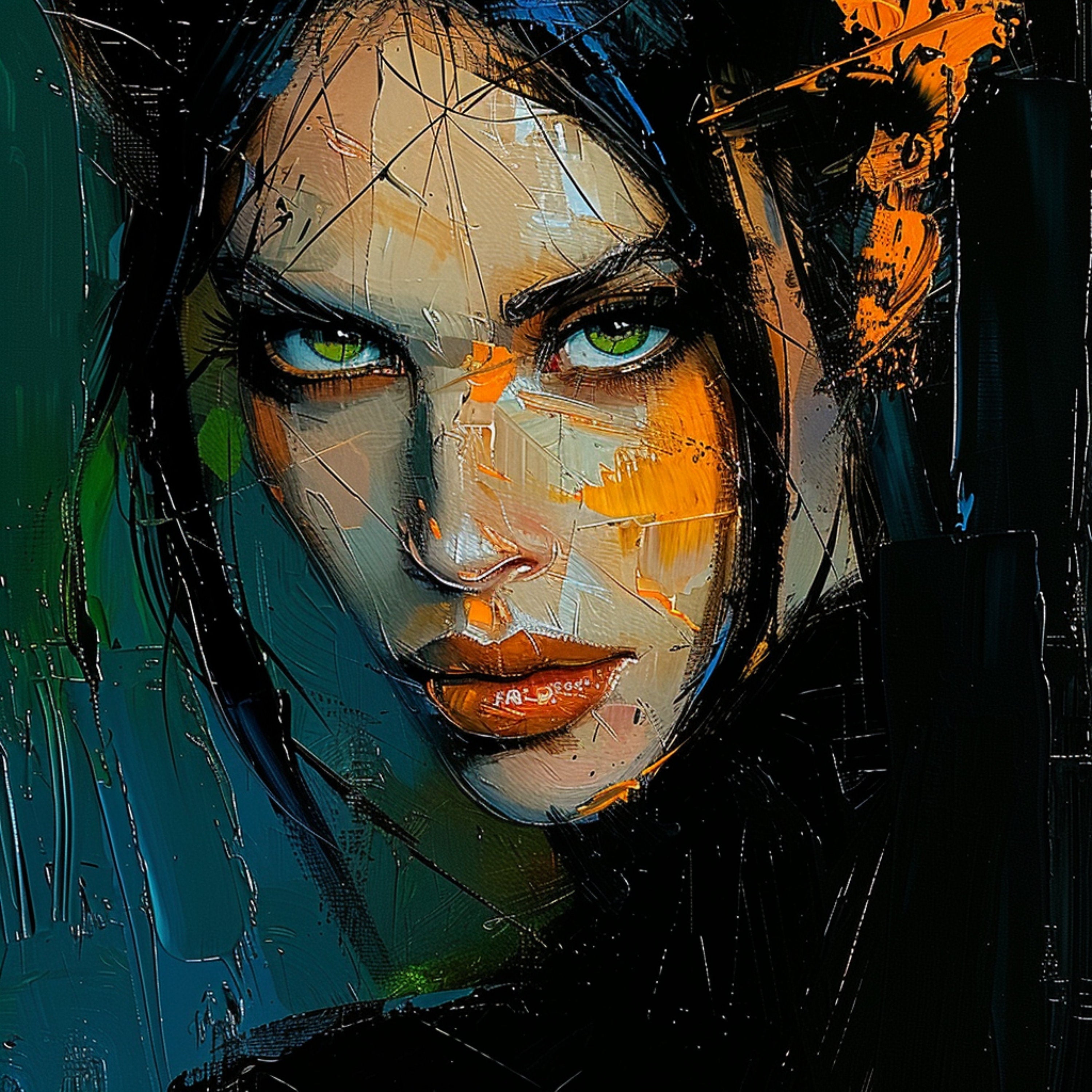 12 Digital Images Poster, Female Portrait Close Up, Artistic Pose, Bedroom Wall Art, Modern Home Decor, Artistic Female Oil Painting.