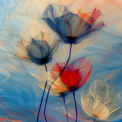 16 Whispy boho floral female portrait, 16 digital images, poster, overthebed art, large artwork, trendy product, unique wall decor