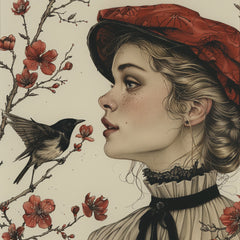 FOURTEEN Vintage Sepia Digital Images 14 Sepia Vintage Females Flowers Birds Nostalgic Art Prints, Antique Style Illustrations Large Artwork