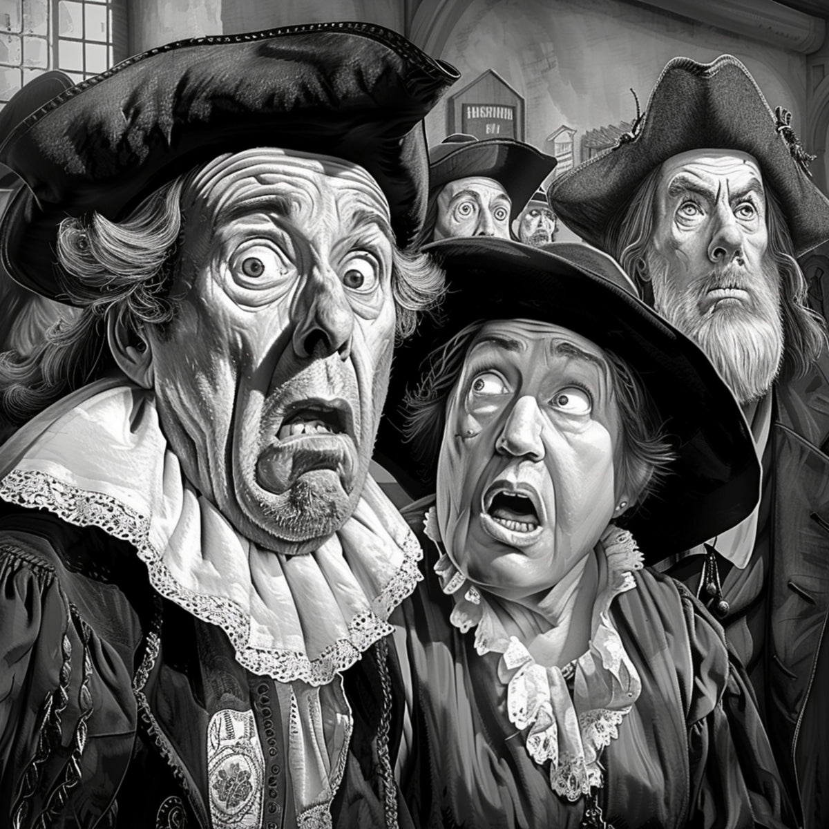 TEN Halloween Witch Trial Scene Digital Art, Salem Witch Trials Halloween Art, Large Witchcraft Artwork, 11 Digital Images Set