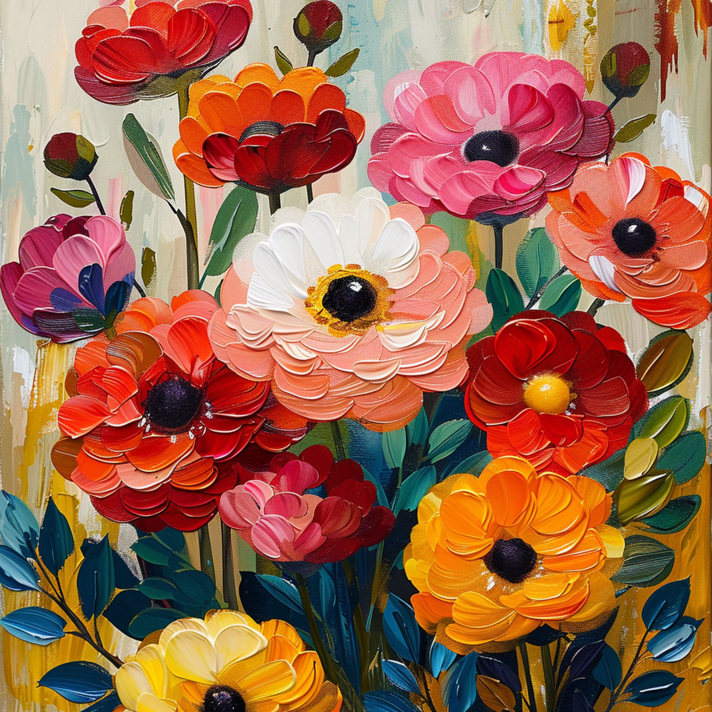 TWELVE Vibrant Floral Digital Art, Large Bloom Collection, 12 Digital Flower Images, Colorful Flower Prints, Vivacious Blooms Artwork