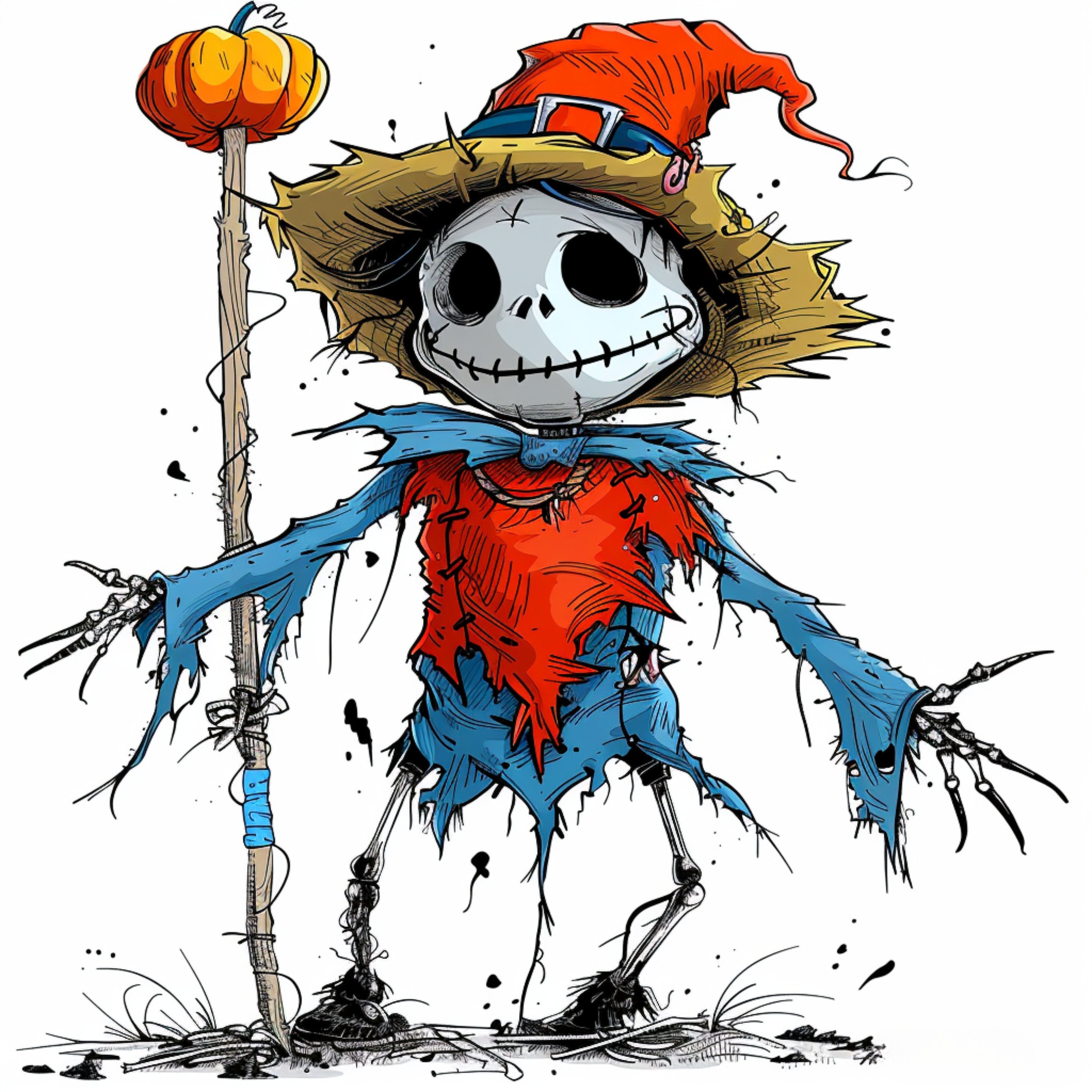 21 Images Scarecrow Wall Art Digital Download, Large Scarecrow Poster, Kids Room Decor Scarecrow Illustration Halloween Artwork Playroom Art