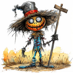 21 Images Scarecrow Wall Art Digital Download, Large Scarecrow Poster, Kids Room Decor Scarecrow Illustration Halloween Artwork Playroom Art