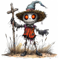 21 Images Scarecrow Wall Art Digital Download, Large Scarecrow Poster, Kids Room Decor Scarecrow Illustration Halloween Artwork Playroom Art