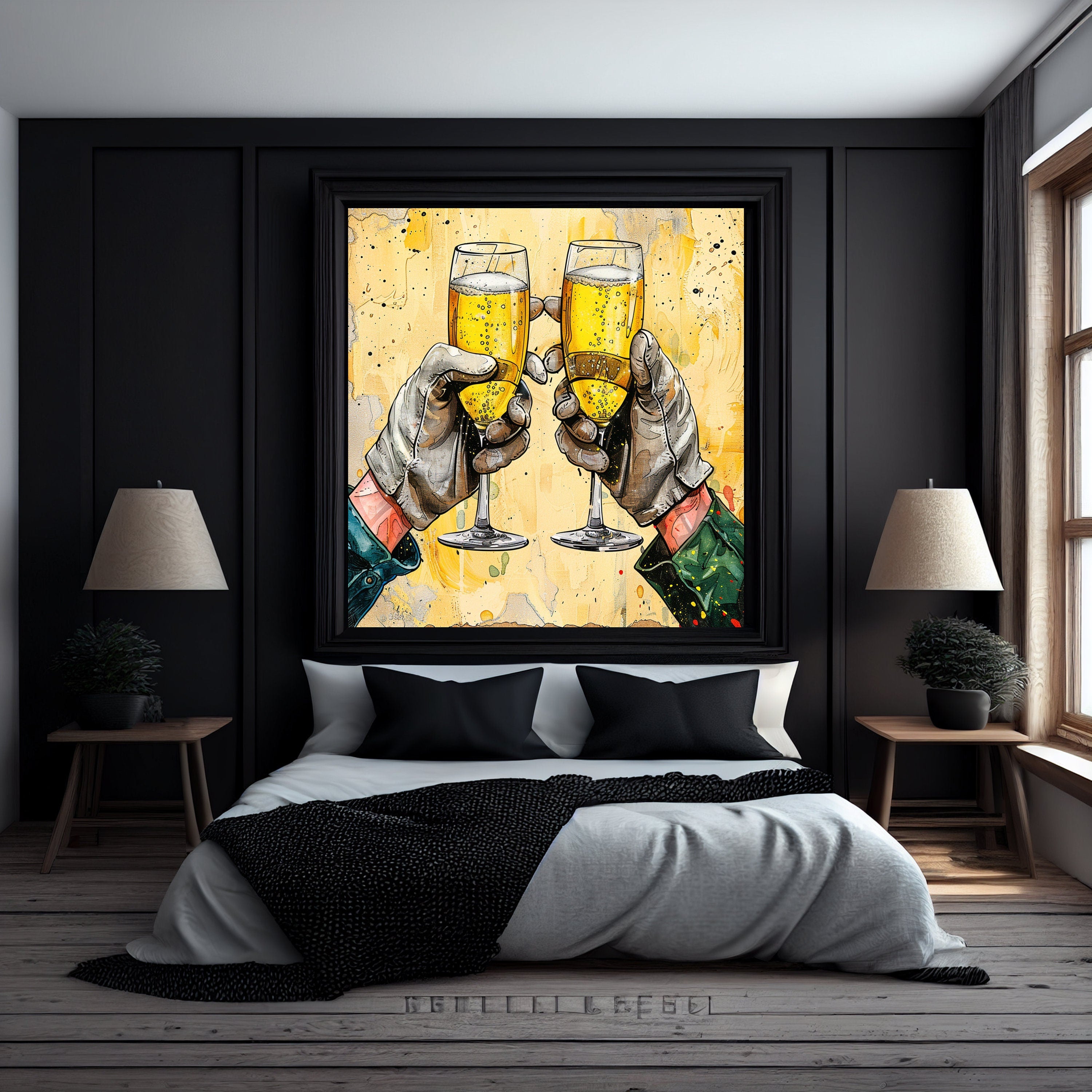 10 Boho Celebration Champagne Toast Digital Images, Large Artwork Poster, Wall Art Decor, Modern Bohemian Style, Instant Download, Poster - TheBestTherapyIsArt