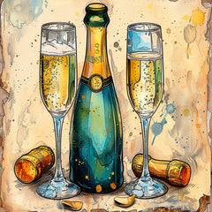 10 Boho Celebration Champagne Toast Digital Images, Large Artwork Poster, Wall Art Decor, Modern Bohemian Style, Instant Download, Poster