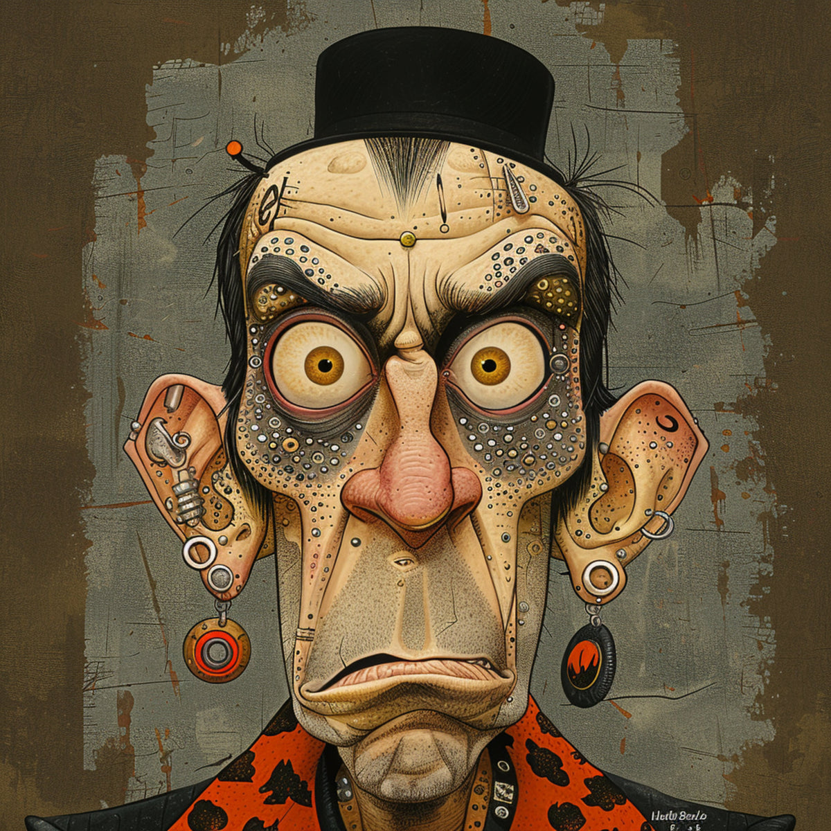 15 digital images, punk male portrait, surrealism art, halloween decor, horror themed prints, unique wall art, spooky home decor, poster